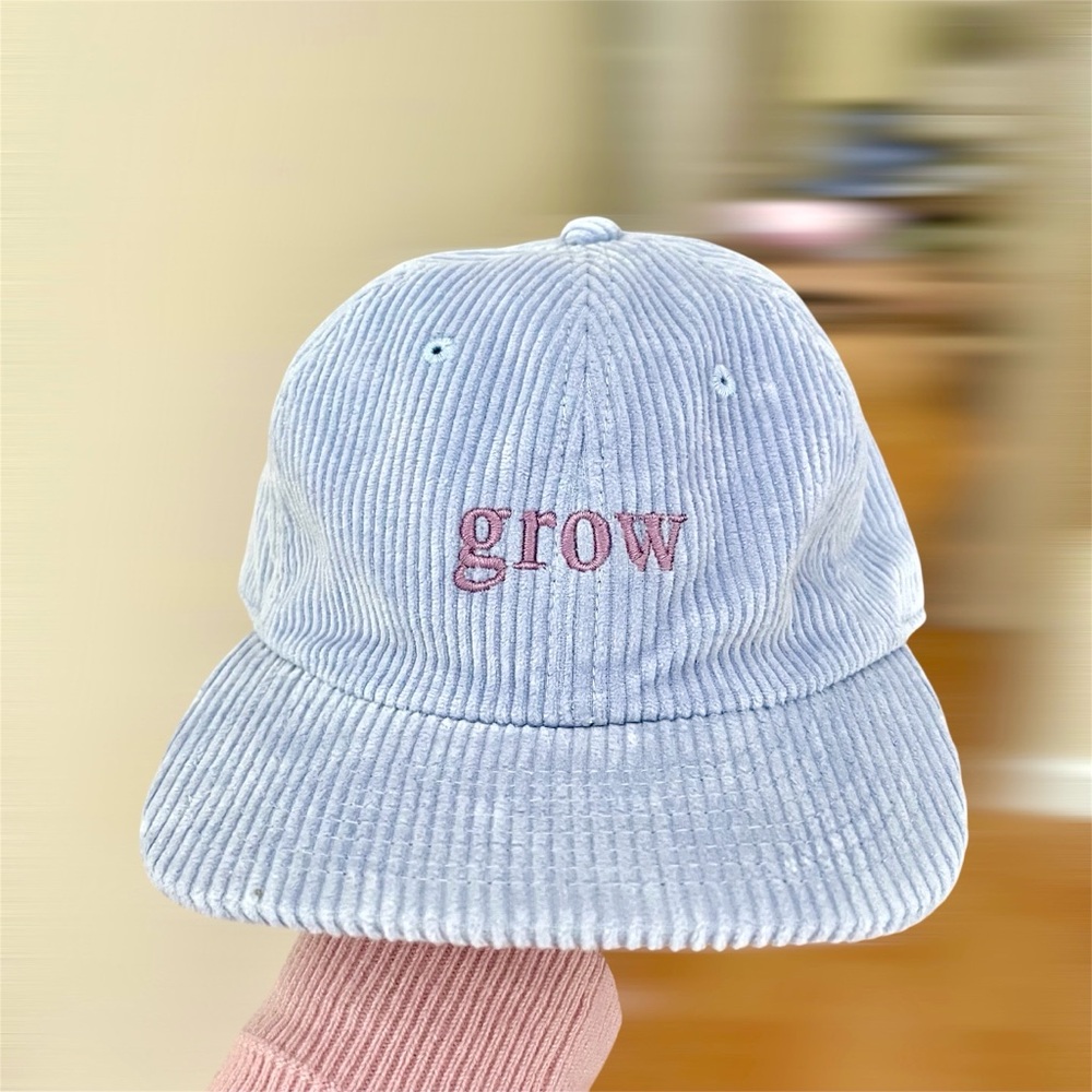 Baby Blue Corduroy Cap with Embroidered By Clay